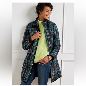 Talbots Blue and Green Barn Jacket with Quilted Design